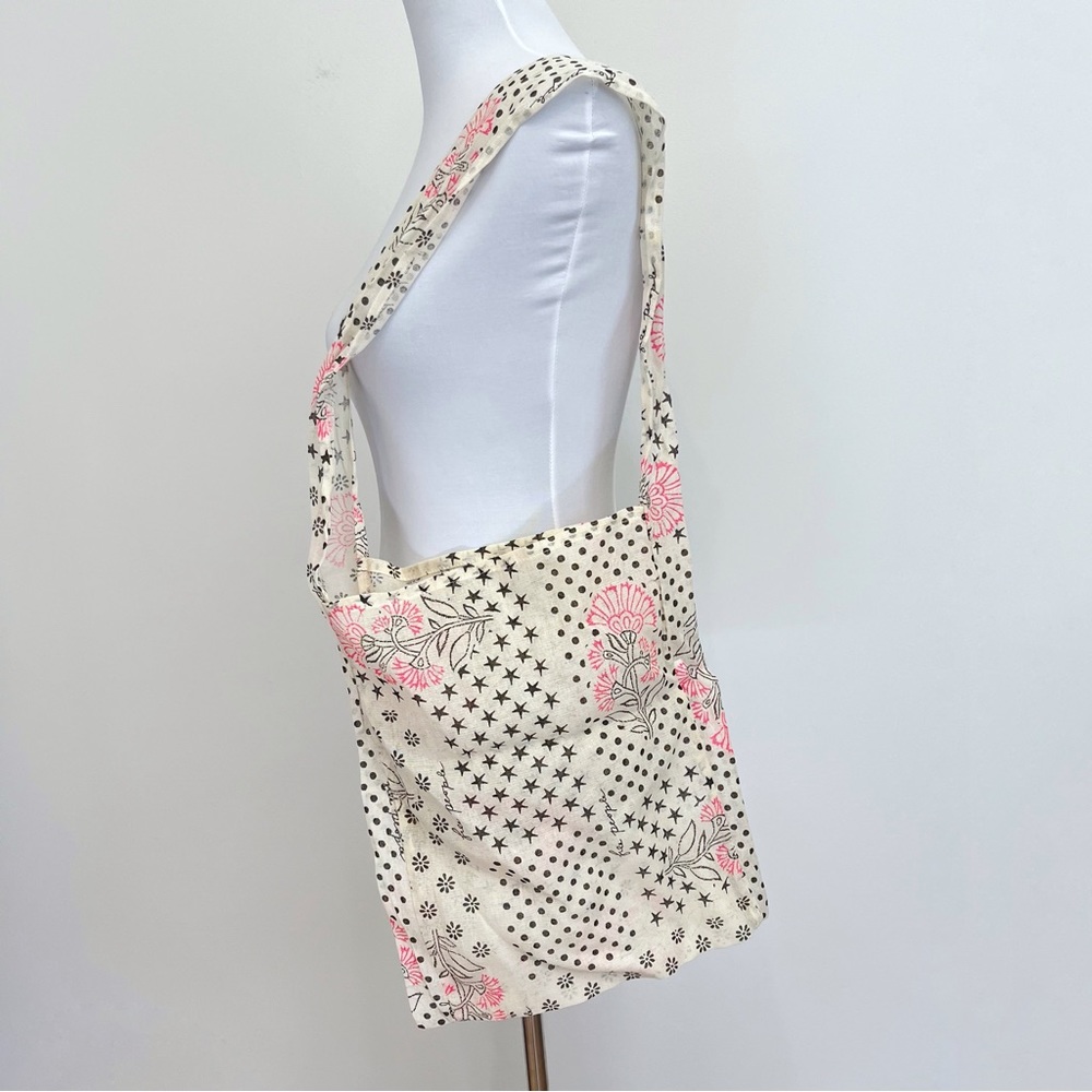 Free People Floral Colorblock Print Gauze Satchel Reusable Bag